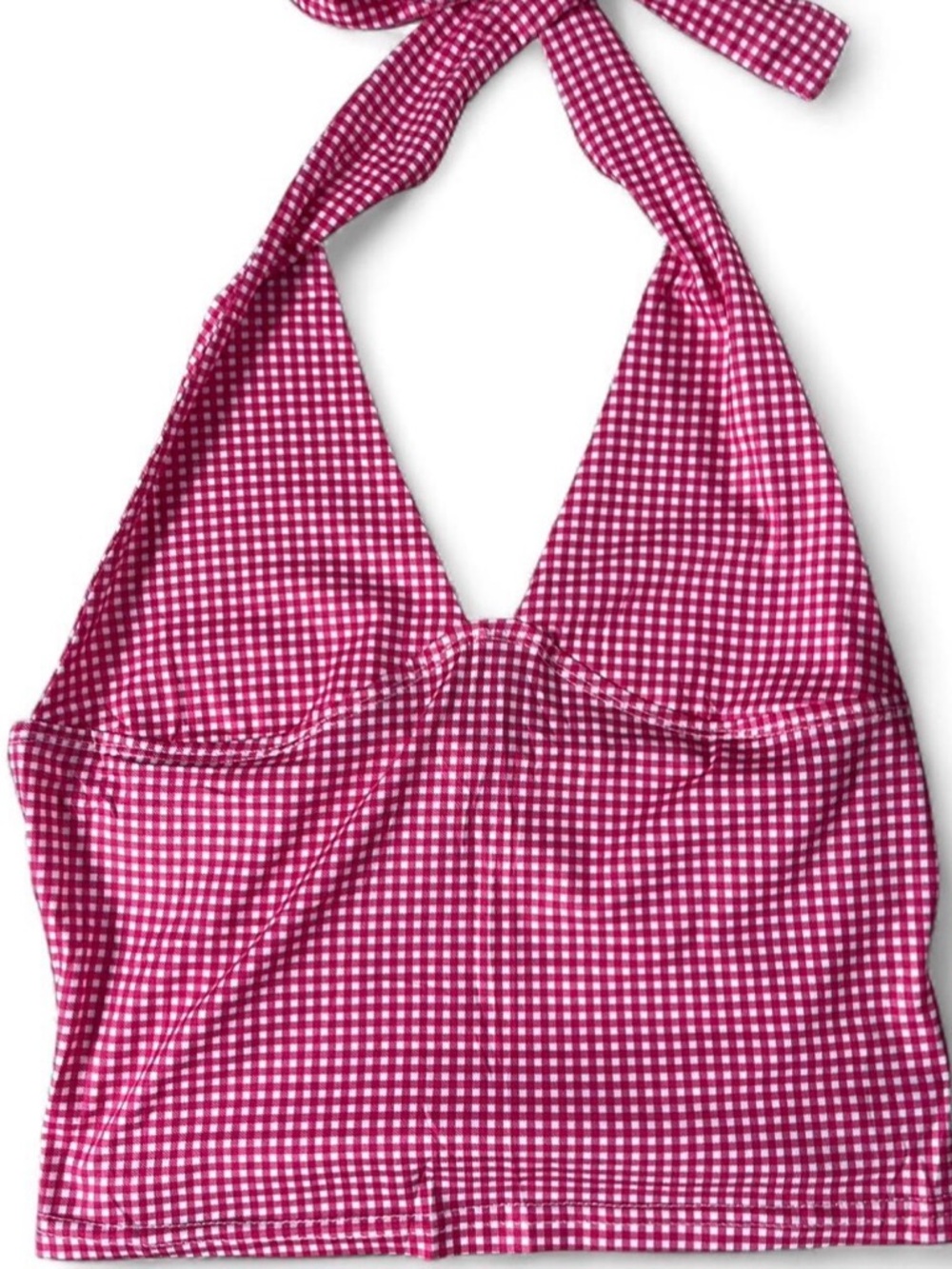 Pink Gingham Halter Tank Top